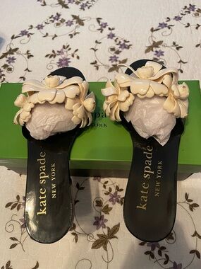 kate spade Cream Floral Embellished Slide Mules